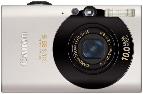 Canon Digital IXUS 85 IS - Fotocamera digitale da 10 MP, zoom ottico 3x, display da 6,4 cm (2,5 pollici), stabilizzatore d'immagine, colore: Nero