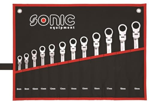 Sonic 601218 12-Kant Flexible Ratschenschlüssel in Tasche, Set von 12