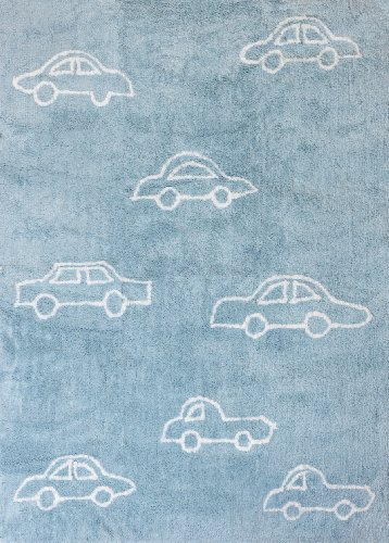 100% Baumwolle Teppich Maschine waschbar für Aratextil. Colección Coche Celeste 120x160 cms