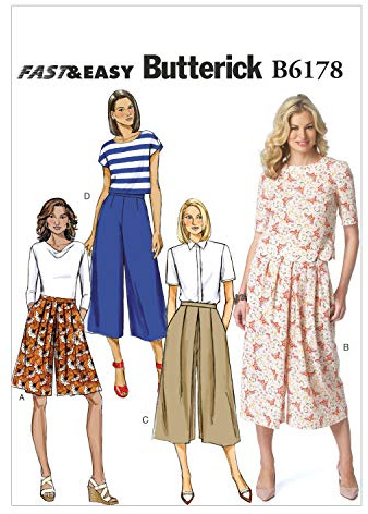 Butterick Patterns 6178 A5 Size 6/8/10/12/14 Misses Culottes