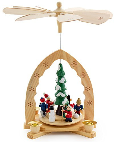 BRUBAKER Weihnachtspyramide 12 Zoll Krippenspiel - Weihnachtsszene Unter dem Weihnachtsbaum - handbemalte Figuren - limitierte Auflage - Designed in Germany