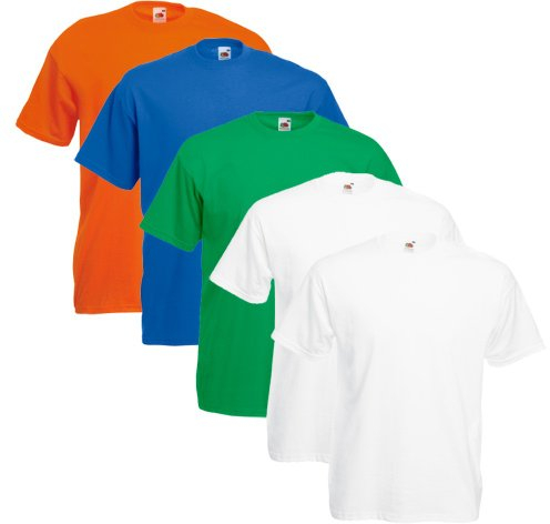 Fruit of the Loom Original T Logo Men's T-Shirt, Pack of 5 - Multicolour - XX-Large