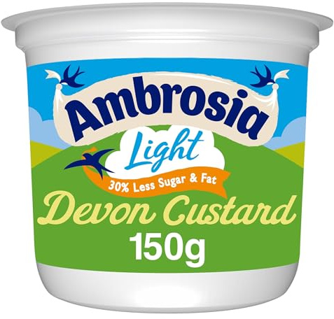 Ambrosia Ready-to-Eat Dessert Light Devon Custard Pot, 150 g (1-Pack) | 30% Less Sugar & Fat, Creamy Dessert, Enjoy Hot or Cold, Calcium-Rich, Versatile Topping Option