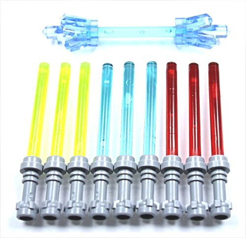 LEGO STAR WARS - 9 Laserschwerter Lichtschwert 3x blau/ 3x grün/ 3x rot + Zepter hellblau