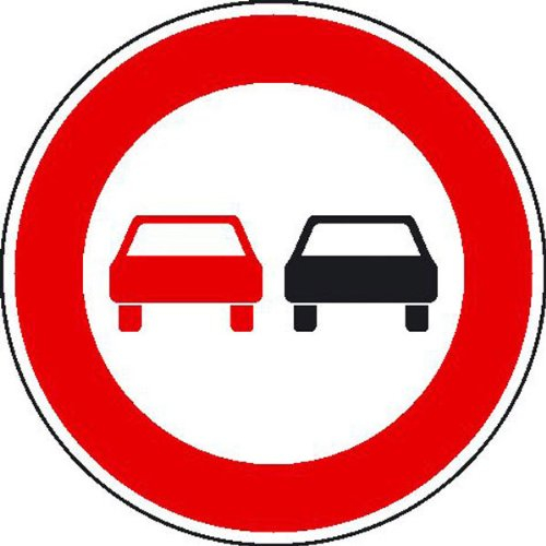 Verkehrsschild nach StVO - Nr. 276 Überholverbot für Kraftfahrzeuge aller Art Größe (Durchm.): 75,0 cm Aluminium, Typ1, retroreflektierend ausgerüstet