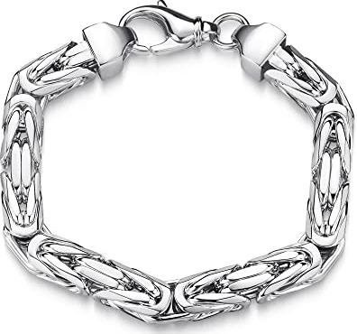 Silberketten Store Königsarmband 925 Silber Herren 10 mm Stärke I Männer Silberarmband mit Karabiner Verschluss I Armkette Herren vierkant hochglanz