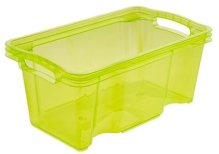 keeeper Aufbewahrungsbox mit integrierten Griffen, Größe: S, 35 x 21 x 15 cm, 6,5 l, Franz, Grün Transparent