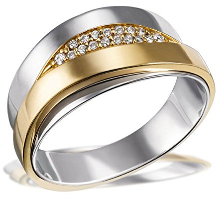 Goldmaid Damen-Ring 585 Gelbgold und 925 Sterlingsilber mit Diamanten Brillanten Diamantring Verlobung