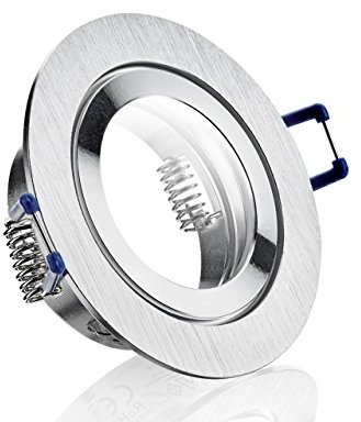 IP44 Aluminuim-Einbaustrahler - Alu-gebürstet Bicolor - rund - Badezimmer / Feuchtraum geeignet - nicht schwenkbar - Deckenstrahler - Deckenlampe - Einbaulampe - für LED GU10 und LED MR16 /GU5.3