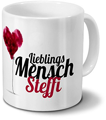 printplanet Tasse mit Namen Steffi - Motiv Lieblingsmensch - Namenstasse, Kaffeebecher, Mug, Becher, Kaffeetasse - Farbe Weiß