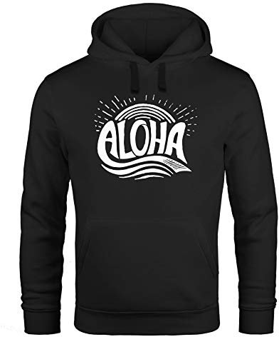 Neverless Hoodie Herren Aloha Surf Kapuzen-Pullover Männer schwarz L