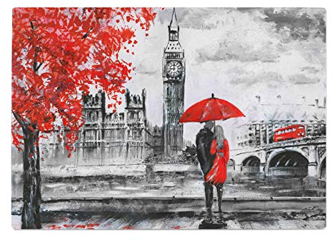 Big Ben Black White Red Kitchen Worktop Protector Saver Glass Chopping Board
