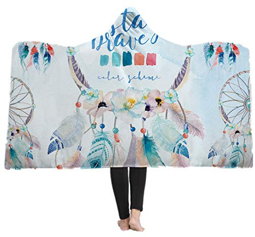Sticker Superb Mehrfarbig Dream Catcher Traumfänger Blume Feder Decke mit Kapuze,Erwachsener Kind Winter Frühling Sommerdecke Teppich/Sofa Decke/Yogamatte/Badetuch (Stil 1, 50x60)