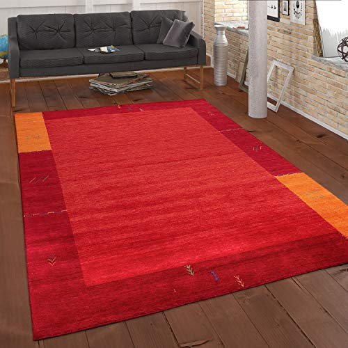 Paco Home Teppich Wohnzimmer Schlafzimmer Kurzflor Ethno Design Geometrisches Muster Handgearbeitet Gabbeh Moderne Deko, Grösse:200x300 cm, Farbe:Terracotta 4