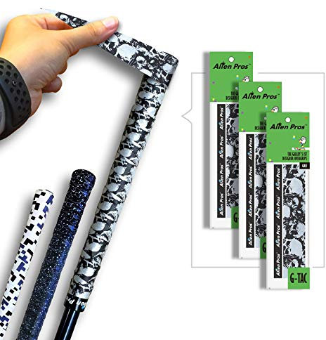 ALIEN PROS Golf Grip Wrapping Tapes (3er-Pack) – Innovative Golfschläger-Grifflösung – Genießen Sie ein frisches neues Griffgefühl in weniger als 1 Minute (3er-Pack, Skull Black), Einheitsgröße