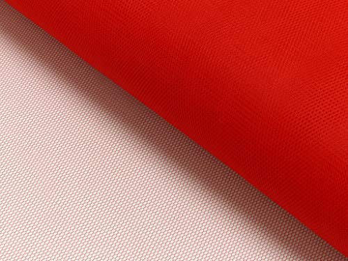 Tüll - Meterware - für Bekleidung & Deko - 140 cm - standfest und hochwertig - Meterpreis - in tollen Farben (Hellrot)