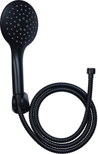Cornat Brause-Set Noir - Black Edition - Handbrause 125 mm - 3 Strahlarten: Normal- & Sprühstrahl - Anti-Kalk & Wasserspareinsatz - 150 cm Brauseschlauch / Set für Dusche & Badewanne / TECBE3301
