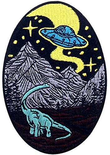 ZEGIN Dinosaur and Alien Patch Embroidered Applique Badge Iron On Sew On Emblem