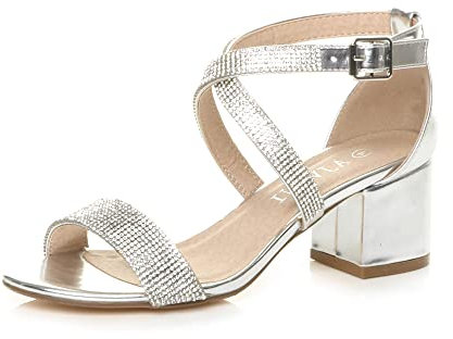 AJVANI MID HEEL PEEP TOE BUCKLE ANKLE STRAP PARTY STRAPPY SANDAL SIZE 6 39