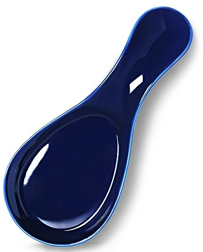 GDCZ Porcelain Spoon Rest - Large Spoon Holder Utensil Rest for Kitchen Counter Stove Top, Navy