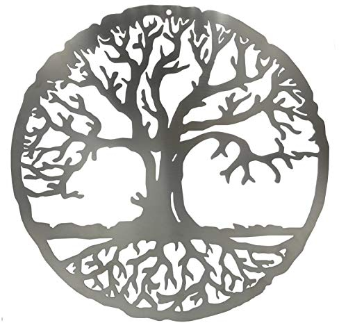 HOLZBIBER® Baum des Lebens Edelstahl 18 cm Durchmesser Made In Germany rostfrei hochwertiges Metall Symbol Ausschnitt zum Aufhängen Fensterschmuck Wandschmuck Esoterik-Amulett Wohnzimmer Garten