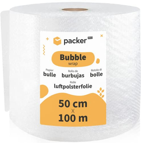 packer PRO Rouleau de papier bulle Idéal pour l'emballage, déménagement, protection, Expédition Colis 50 cm x 100 m de long