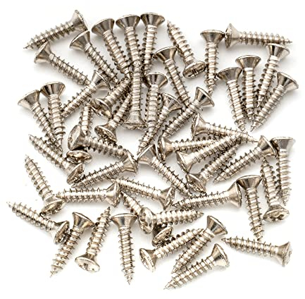 Musiclily Ultra 2.8x12.3mm Stainless Steel Pickguard Mounting Screws for Fender Stratocaster Telecaster Electric Guitar or Bass,Nickel(Set of 50)