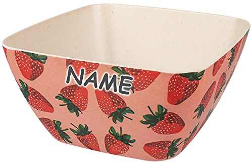 alles-meine.de GmbH Geschirr Motiv & Artikel wählbar Müslischale/Salatschüssel/Suppenschüssel - Erdbeere - inkl. Name - 850 ml / 0,85 Liter - 4 eckig/quadratisch/rech..
