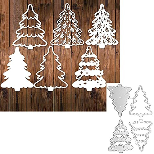 4 Stück/Set Weihnachtsbaum-Metall-Stanzformen, Frohe Weihnachtsbaum, Stanzschablonen für DIY, Scrapbooking, Foto, dekorative Prägepapier-Stanzformen für Scrapbooking, Kartenherstellung