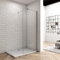 80x190cm Mampara de Ducha Puerta Frontal Fija Cristal 8 mm ANTICAL Transparente Barra 90cm