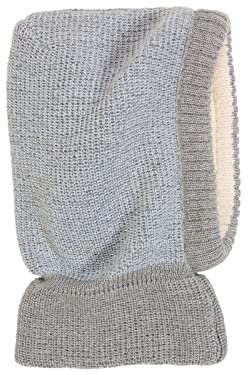 HANS NATUR Bio Baby und Kinder Schalmütze 100% Bio-Baumwolle (KBA) und Schurwolle, Grau bleu, 54/56