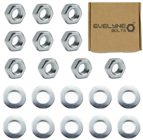 M8 Nuts & Washers Set - 10 Steel Nuts & 10 Form A Flat Washers