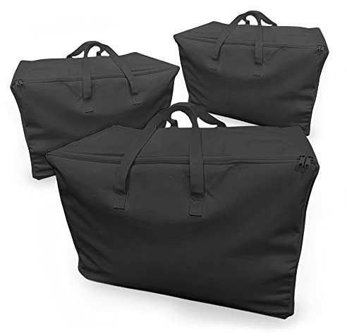 Eco Home Store Large Foldable Laundry Bags Set of 3 Black Underbed Storage Bags with Zips for Clothes & Bedding
