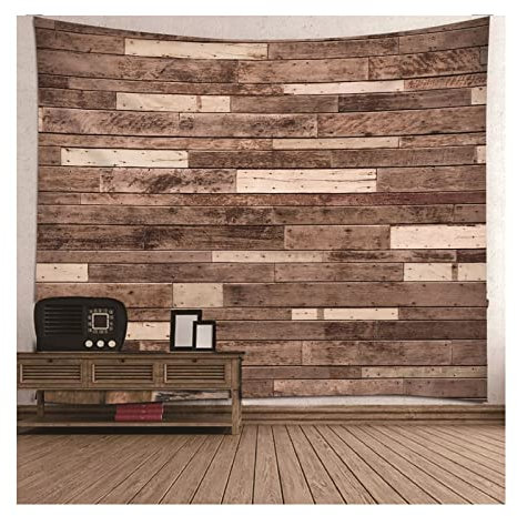 Homxi Tapisserie Wandbehang,(200x200CM) Wandteppich Trippy Polyester Braun Wandbehang Schlafzimmer Holzboden