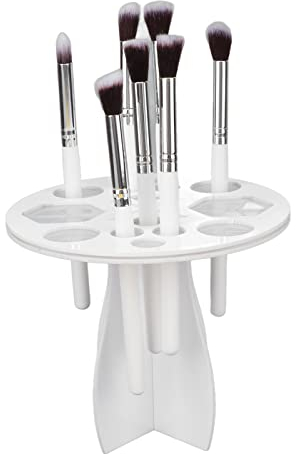 Make-up-Pinsel-Trockengestell Multifunktionaler Make-up-Pinselhalter 14 Löcher Zusammenklappbarer Acryl-Pinselhalter-Ständer Make-up-Pinsel-Trocknerständer Weiß