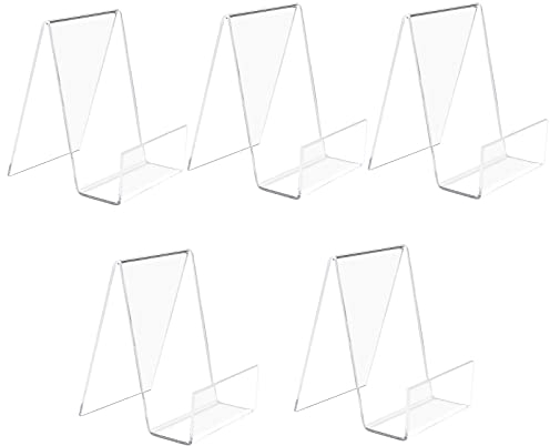 Acryl Buchständer 5 Stück Buch Staffelei Transparent Buchaufsteller Multifunktion Prospektständer Schrägsteller für Bücher Angezeigt Notebooks Bilderalben Bilderbücher