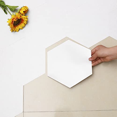Hode PVC Bodenbelag Vinylboden Selbstklebend Fliesen Klebefliesen Boden Weiße Sechseck 11cm Wasserdicht 0,3m² 10 Fliesen