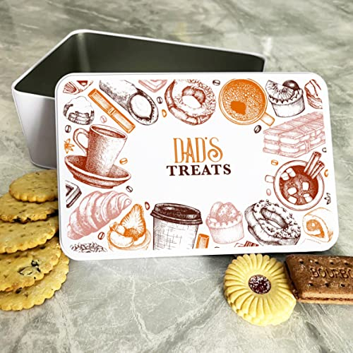 Father's Day Gift for Dad, Grandad, and Step Dad - Rectangle Biscuit Tin - Cracker Tin Presents for Dad - Airtight Biscuit Container for Cookies, Cake, Sweets, and Treats - Good Gifts for Dads
