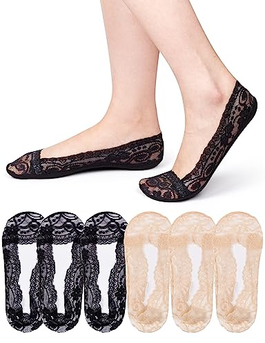 MELLIEX 6 Paar Damen Füßlinge Unsichtbare Baumwolle Sneakers Atmungsaktiv Ballerina Socken mit Rutschfest Silikon