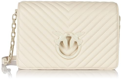 Pinko Love Click Classic Sheep Nappa Chevron, Borsa Donna, Z14B_Bianco + Bianco-Block Color, Taglia Unica