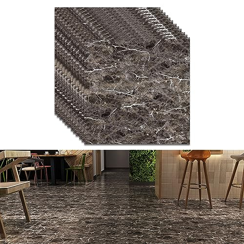 PVC Bodenbelag 30x30cm,12 Stück Selbstklebende Marmoreffekt Vinylboden Wasserdichte Fliesenaufkleber Fliesenoptik Bodenfliesen für Küche Wohnzimmer Balkon (12 Stück, 81021-1)