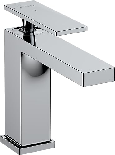 hansgrohe Tecturis E - Waschtischarmatur mit Zugstange, energiesparend (CoolStart), Wasserhahn Bad mit Auslauf Höhe 110mm, Mischbatterie Waschbecken wassersparend (EcoSmart), Chrom