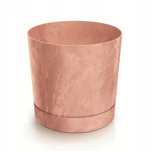 B2C Plant Pots Indoor Outdoor Plastic Marble Concrete Flowerpot Small Medium Large Tubo 5 Colours (20 cm, Terracotta)