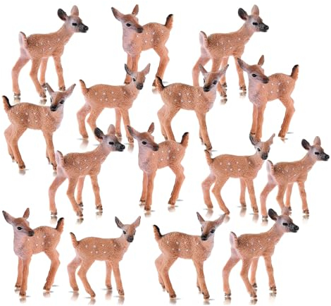 Lot de 15 Figurines d'animaux de la forêt en Plastique - Mini Statue de Rennes - Convient pour différentes décorations de Noël, xlwen décorations de fête à thème.