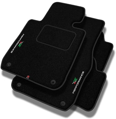 PERFORMANCE Personalisierte Velours Fußmatten Auto passend für Opel Astra K 2015-2022 - Standard, Perforiert, grün, weiß und rot -Präzise CNC-Stickerei, Design-Lochpaspel, Auto Fußmatten - Perfekt für