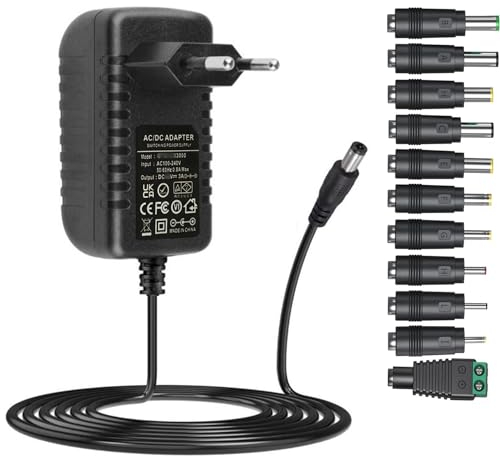 Alimentatore di rete DC24 V 2 A, con 11 spina DC, punte da AC a DC 24 V, 2 Amp 1,5 A, 1 A, trasformatore per strisce LED, fotocamere, display PC, monitor, altoparlanti 24 V