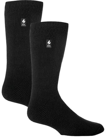 HEAT HOLDERS 2 Pack Mens Thermal Socks Winter Warm Original Socks | Thick Fleece Insulated Socks (6-11, Black)