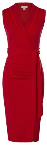 Ladies Wrap Red Dress Sleeveless Office Professinal Work Dress for Evening Party Cocktail Formal Occasion Red 12