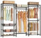 Taotigzu Portant à Vêtements,Métallique Charge Lourde Porte-Manteau avec Etagère Réglable, Panier Coulissant et Barre de Suspension, Penderie Dressing Charge 360KG,219X40X195CM(Noir)