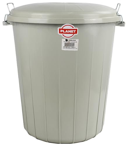 Catergold 35 Litre Locking Bin Heavy Duty Plastic Bin for Storage with Clip Locking Home Garden Rubbish Dustbin for Animal Feeds (35L - Grey)